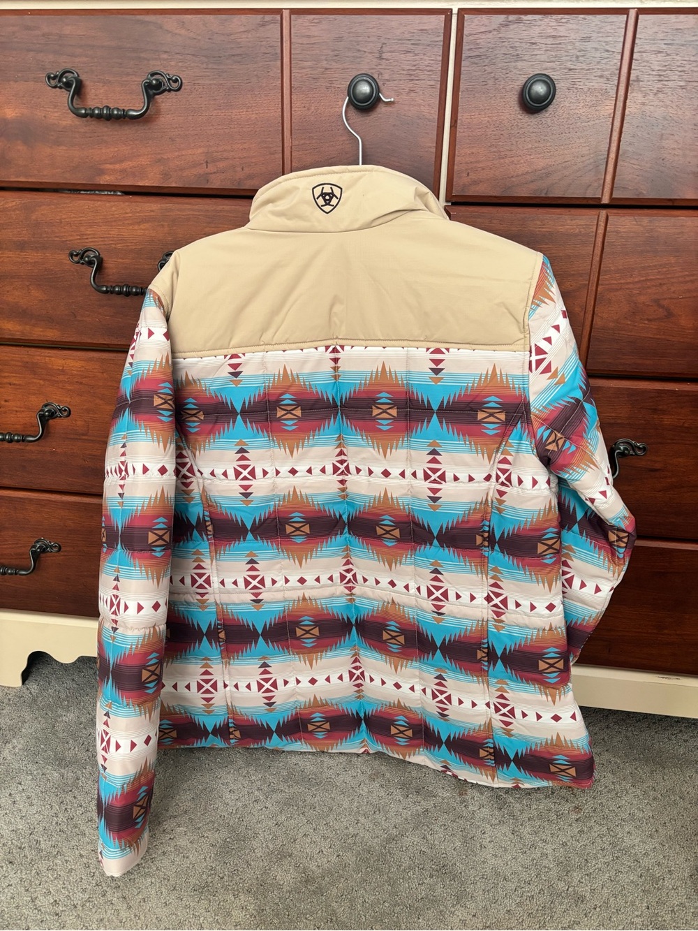 Ariat Multicolor Southwestern Pattern Lightweight Shirt Jacket with Tan Yoke